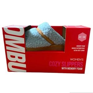 NEW Khombu Blue Cozy Memory Foam Indoor/Outdoor Slippers Size 10M